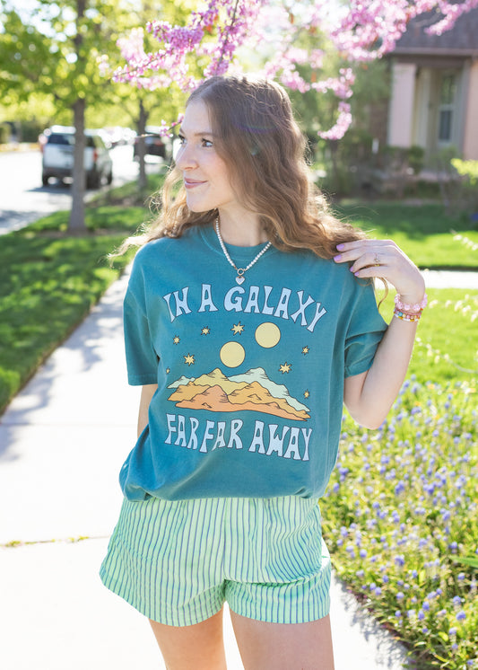 a galaxy far, far away in sea green