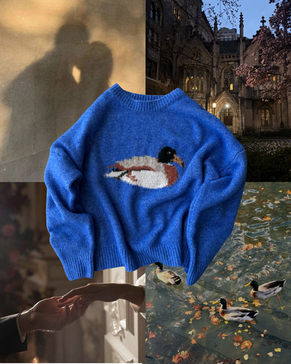 mallard duck graphic sweater